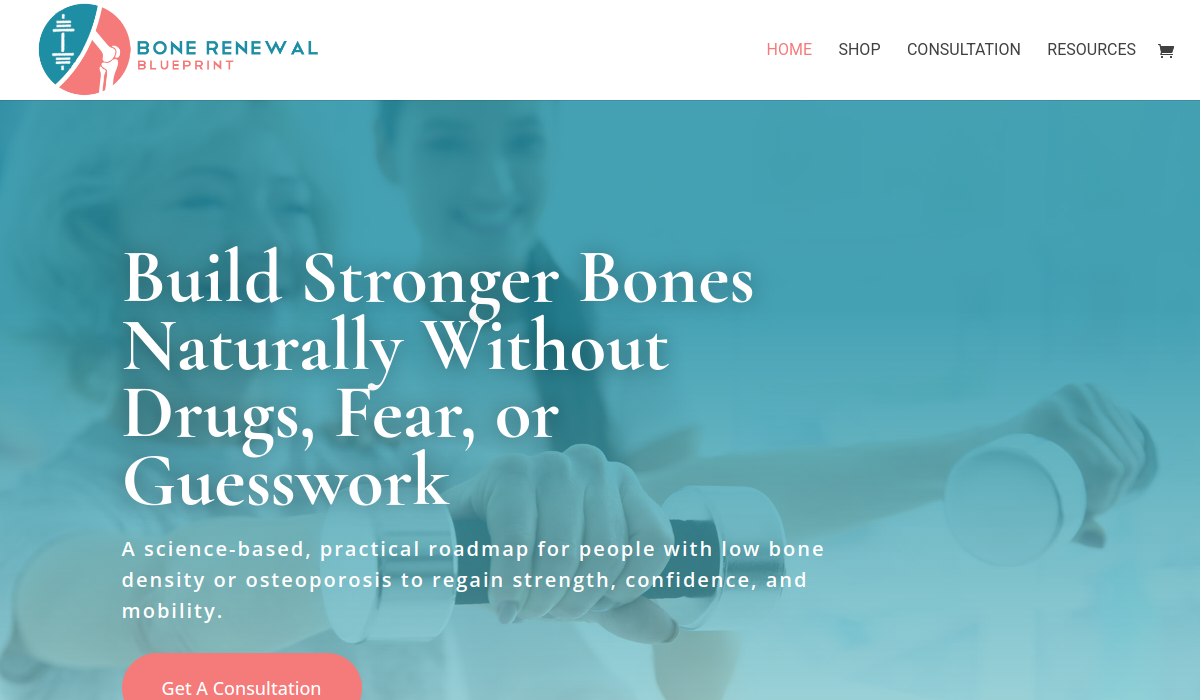 Bone Renewal Blueprint website desktop mockup