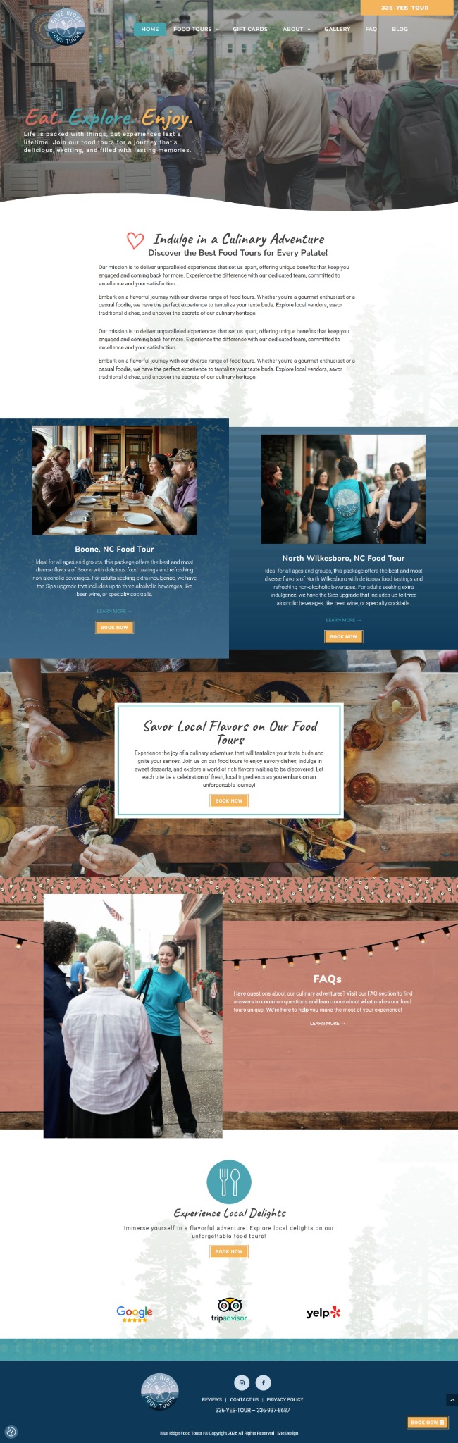 Blue Ridge Food Tours Blue Ridge Food Tours website layout