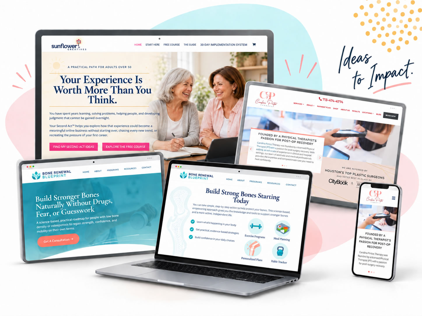 Sunflower Creatives website project mockups