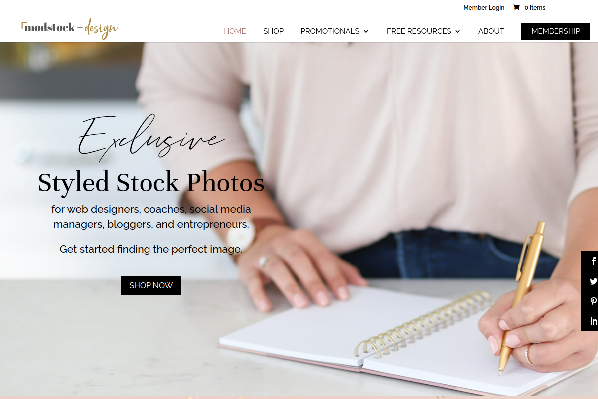 Modstock & Design website desktop mockup